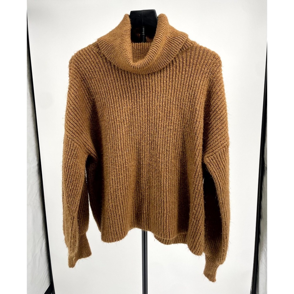 Cupcake Clothing Ltd Sweater Women Medium Brown Rib Knit Acrylic Cozy Turtleneck